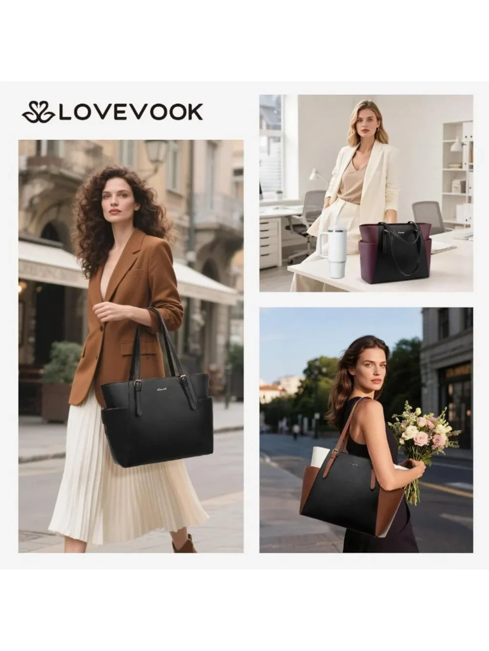 Stylish Leather Laptop Tote Bag for Women - Versatile Work & Computer Briefcase